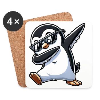 Cool Penguin Dab Lunettes de soleil Dessin animé - Dessous de verre (lot de 4) - blanc - Devant