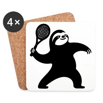 Sloth Silhouette Tennis Serve Minimaliste - Dessous de verre (lot de 4) - blanc - Devant