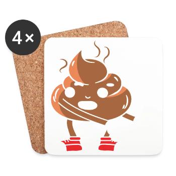 Funny poop pile dancing - Coasters (set of 4) - white - Front