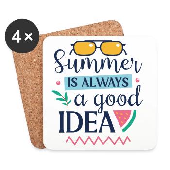 Sommer ist immer eine gute Idee - Untersetzer (4er-Set) - Weiß - Vorne