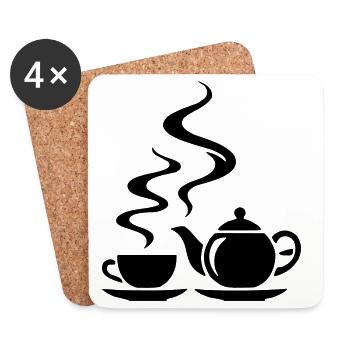 Cafetière Tasse à café - Dessous de verre (lot de 4) - blanc - Devant