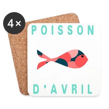 POISSON. SARDINE. POISSON D'AVRIL. MER. OCÉAN - Dessous de verre (lot de 4) - blanc - Devant