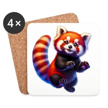 Kleiner Panda - Untersetzer (4er-Set) - Weiß - Vorne