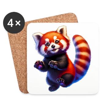 Petit panda - Dessous de verre (lot de 4) - blanc - Devant