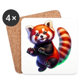 Kleiner Panda - Untersetzer (4er-Set) - Weiß - Vorne