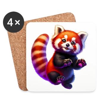 Kleiner Panda - Untersetzer (4er-Set) - Weiß - Vorne