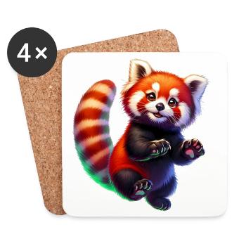 Kleiner Panda - Untersetzer (4er-Set) - Weiß - Vorne