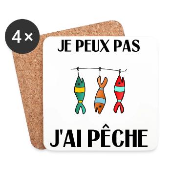 POISSON. POISSON D'AVRIL. VACANCES. ETE. HUMOUR. P - Dessous de verre (lot de 4) - blanc - Devant