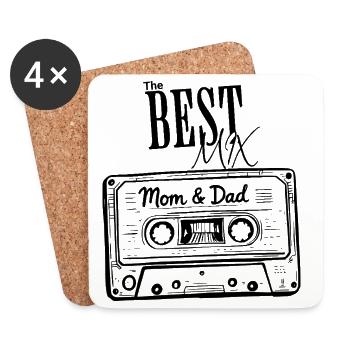 Vatertag Muttertag 80er Geschenk Best Mix - Untersetzer (4er-Set) - Weiß - Vorne