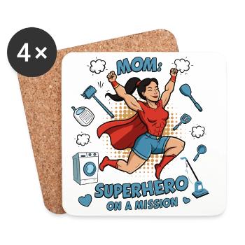 Mère, super-héroïne en mission ! - Dessous de verre (lot de 4) - blanc - Devant