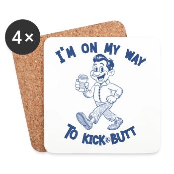 On My Way to kick butt (Guys) - Untersetzer (4er-Set) - Weiß - Vorne