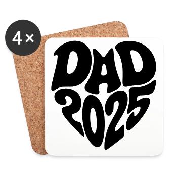 Dad 2025 Heart Shape Father Baby Heart Shape Dad 2025 - Coasters (set of 4) - white - Front