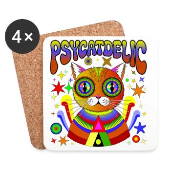 PSYCATDELIC - Untersetzer (4er-Set) - Weiß - Vorne