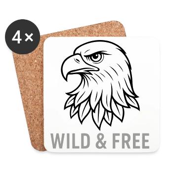 Adler Adlerkopf Sauvage et libre - Dessous de verre (lot de 4) - blanc - Devant