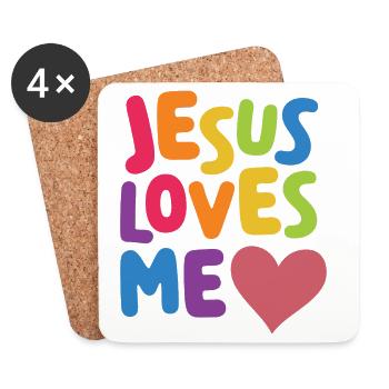 LGBT Pride Month - Jesus liebt mich - Untersetzer (4er-Set) - Weiß - Vorne