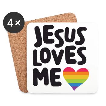 Mois de la fierté LGBT - Jésus m’aime - Dessous de verre (lot de 4) - blanc - Devant