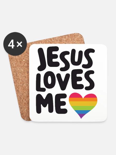 LGBT Pride Month - Jesus liebt mich - Untersetzer (4er-Set) - Weiß
