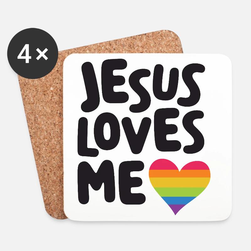 LGBT Pride Month - Jesus liebt mich - Untersetzer (4er-Set) - Weiß
