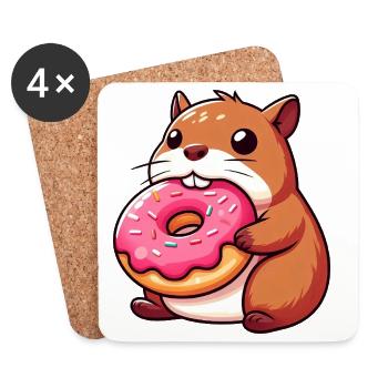 Mignon Capybara Hamster Cochon d’Inde Dessin animé - Dessous de verre (lot de 4) - blanc - Devant