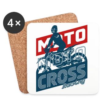 Pilote de motocross - MX Racing - Dessous de verre (lot de 4) - blanc - Devant