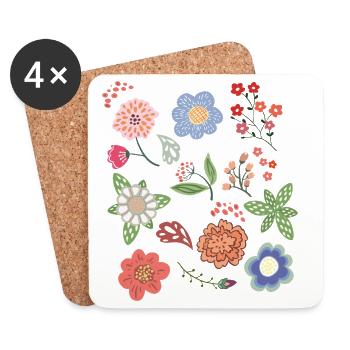Blumen Fantasie - Untersetzer (4er-Set) - Weiß - Vorne