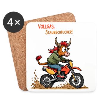 Motocross Stier - Untersetzer (4er-Set) - Weiß - Vorne