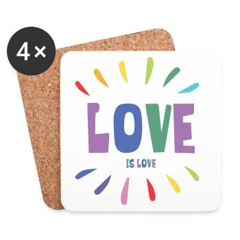 LGBT Pride Month - Liebe ist Liebe - Untersetzer (4er-Set) - Weiß - Vorne