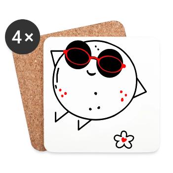 Comic mit Sonnenbrille - Untersetzer (4er-Set) - Weiß - Vorne