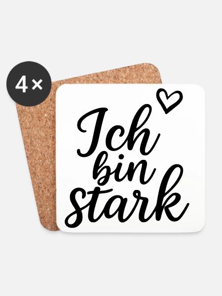 Ich bin stark - Untersetzer (4er-Set) - Weiß