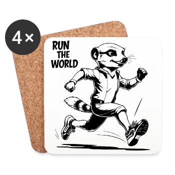 Meerkat, en course - Dessous de verre (lot de 4) - blanc - Devant