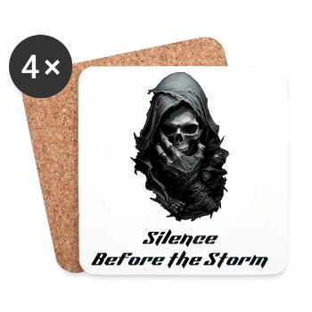 Flüstern des Todes - Sensenmann Gothic Totenkopf Kunst - Untersetzer (4er-Set) - Weiß - Vorne