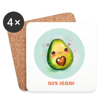 Vegane Avocado - Untersetzer (4er-Set) - Weiß - Vorne