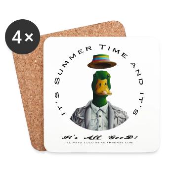 Canard Stylé et joyeux - Dessous de verre (lot de 4) - blanc - Devant
