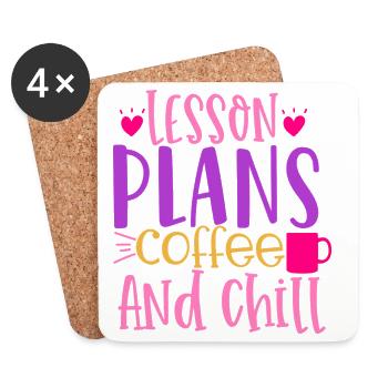 Lesson plans, coffee and relaxation - Coasters (set of 4) - white - Front