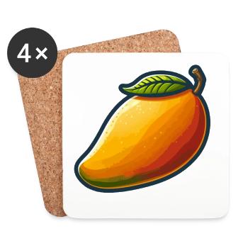 Colorful mango with green leaf - Coasters (set of 4) - white - Front