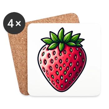 Strawberry Art Pop Art - Coasters (set of 4) - white - Front