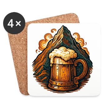 Mythical mountain with beer mug - Coasters (set of 4) - white - Front