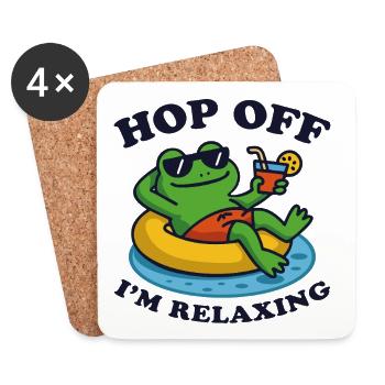 Grenouille détendue avec boisson dans la piscine - Dessous de verre (lot de 4) - blanc - Devant