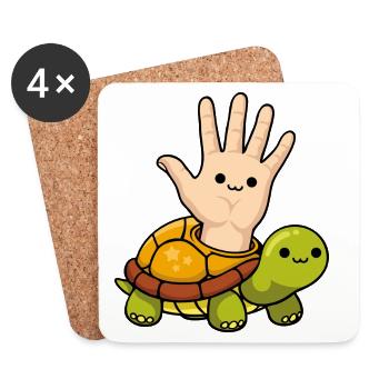 conception de dessin animé de tortue pour gaucher ludique - Dessous de verre (lot de 4) - blanc - Devant