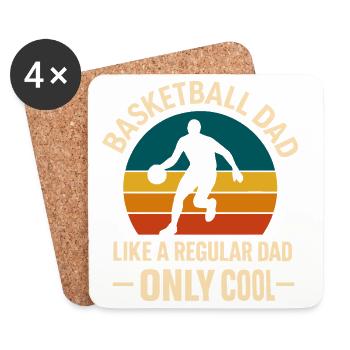 Basketball Dad Retro Sunrise Design - Coasters (set of 4) - white - Front
