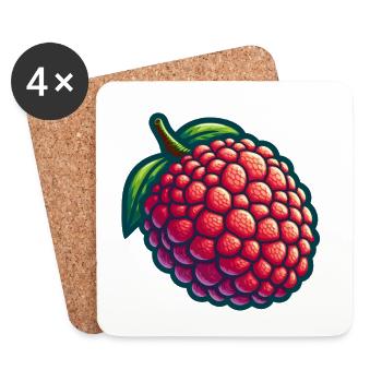 Lychee Natural Illustration - Coasters (set of 4) - white - Front