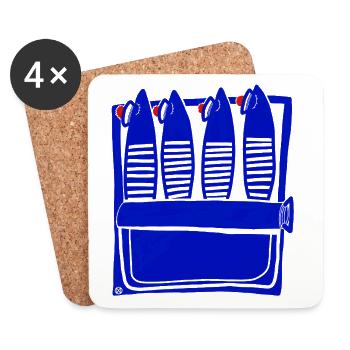 Schlafende Sardinen, niedliches französisches Design - Untersetzer (4er-Set) - Weiß - Vorne