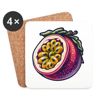 Passionsfrucht Bunte Illustration - Untersetzer (4er-Set) - Weiß - Vorne