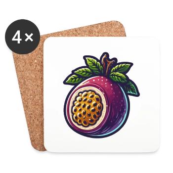 Illustration de Fruit de Passiflore Éclatant - Dessous de verre (lot de 4) - blanc - Devant