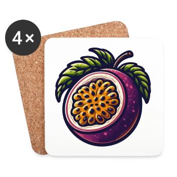 Passion Fruit Illustration for Nature Lovers - Dessous de verre (lot de 4) - blanc - Devant