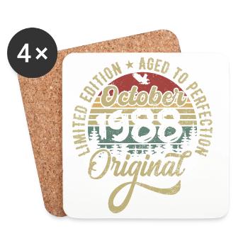 october 1988 anniversary october 1988 october - Coasters (set of 4) - white - Front