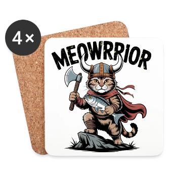 Meowrrior Viking Cat Warrior - Coasters (set of 4) - white - Front