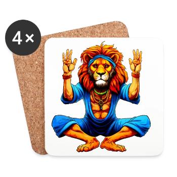 Lion Yoga - Coasters (set of 4) - white - Front