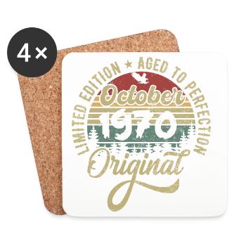 october 1970 anniversary october 1970 october - Coasters (set of 4) - white - Front