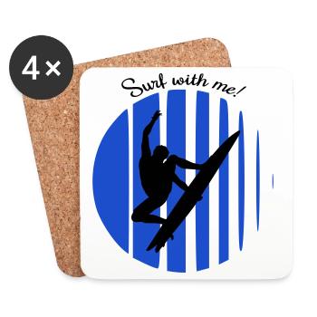 Surfeur - Dessous de verre (lot de 4) - blanc - Devant